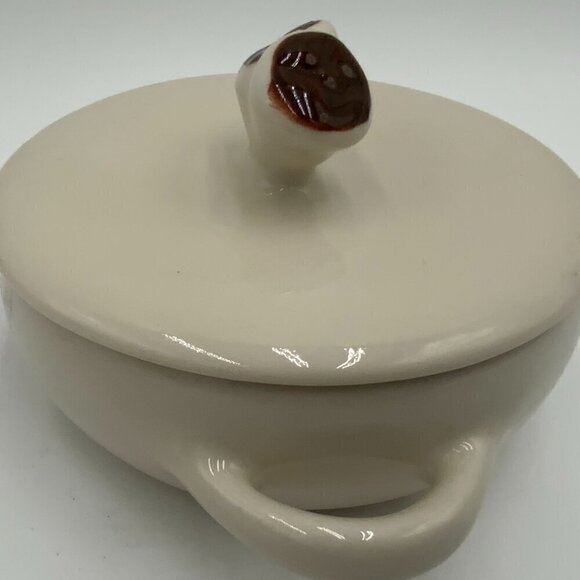 Vintage 1940's Winfield Ware Pottery Dragon Flower 5 1/2" Covered Casserole Dish - Picture 5 of 7